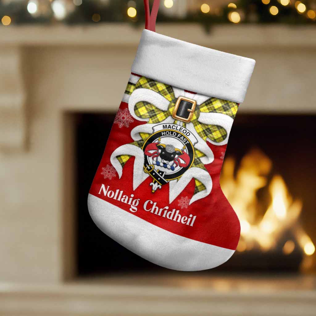 MacLeod (McLeod) Tartan Crest Christmas Bow Christmas Stocking Scottish Nollaig Chridheil