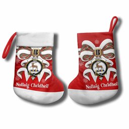 Scott Tartan Crest Christmas Bow Christmas Stocking Scottish Nollaig Chridheil