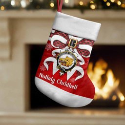 MacIver (McIver) Tartan Crest Christmas Bow Christmas Stocking Scottish Nollaig Chridheil