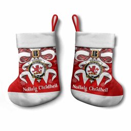 Stewart (Stuart) of Bute Tartan Crest Christmas Bow Christmas Stocking Scottish Nollaig Chridheil