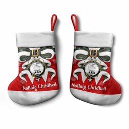 Tennant Tartan Crest Christmas Bow Christmas Stocking Scottish Nollaig Chridheil