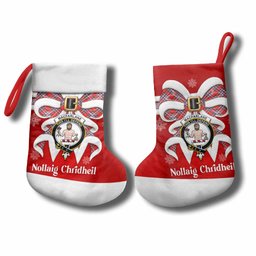 MacFarlane (McFarlane) Tartan Crest Christmas Bow Christmas Stocking Scottish Nollaig Chridheil