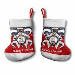 Home (Hume) Tartan Crest Christmas Bow Christmas Stocking Scottish Nollaig Chridheil