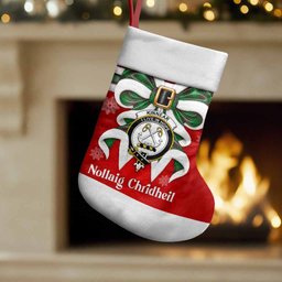Kinnear Tartan Crest Christmas Bow Christmas Stocking Scottish Nollaig Chridheil