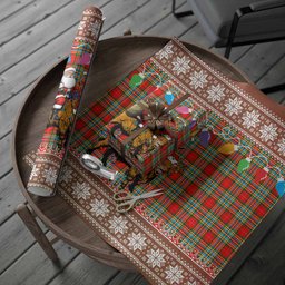 Chattan Nollaig Chridheil Santa Highland Coo Tartan Wrapping Paper