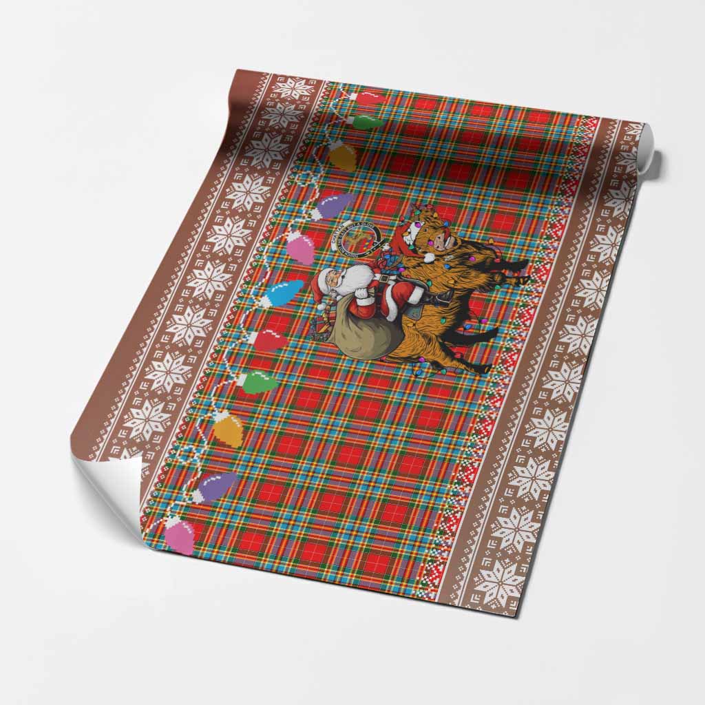 Chattan Nollaig Chridheil Santa Highland Coo Tartan Wrapping Paper