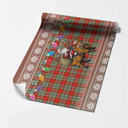 Chattan Nollaig Chridheil Santa Highland Coo Tartan Wrapping Paper