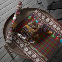 Forrester (Foster) Nollaig Chridheil Santa Highland Coo Tartan Wrapping Paper