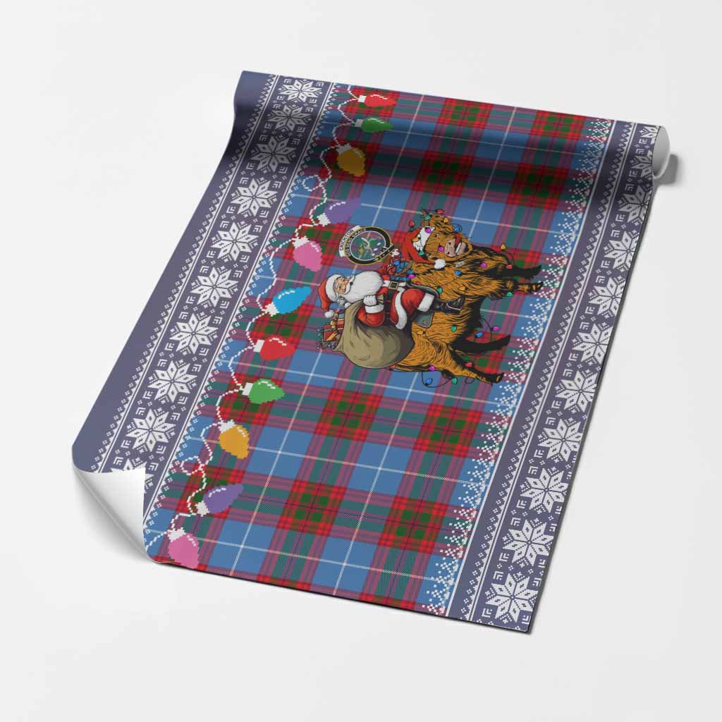 Crichton (Crighton) Nollaig Chridheil Santa Highland Coo Tartan Wrapping Paper