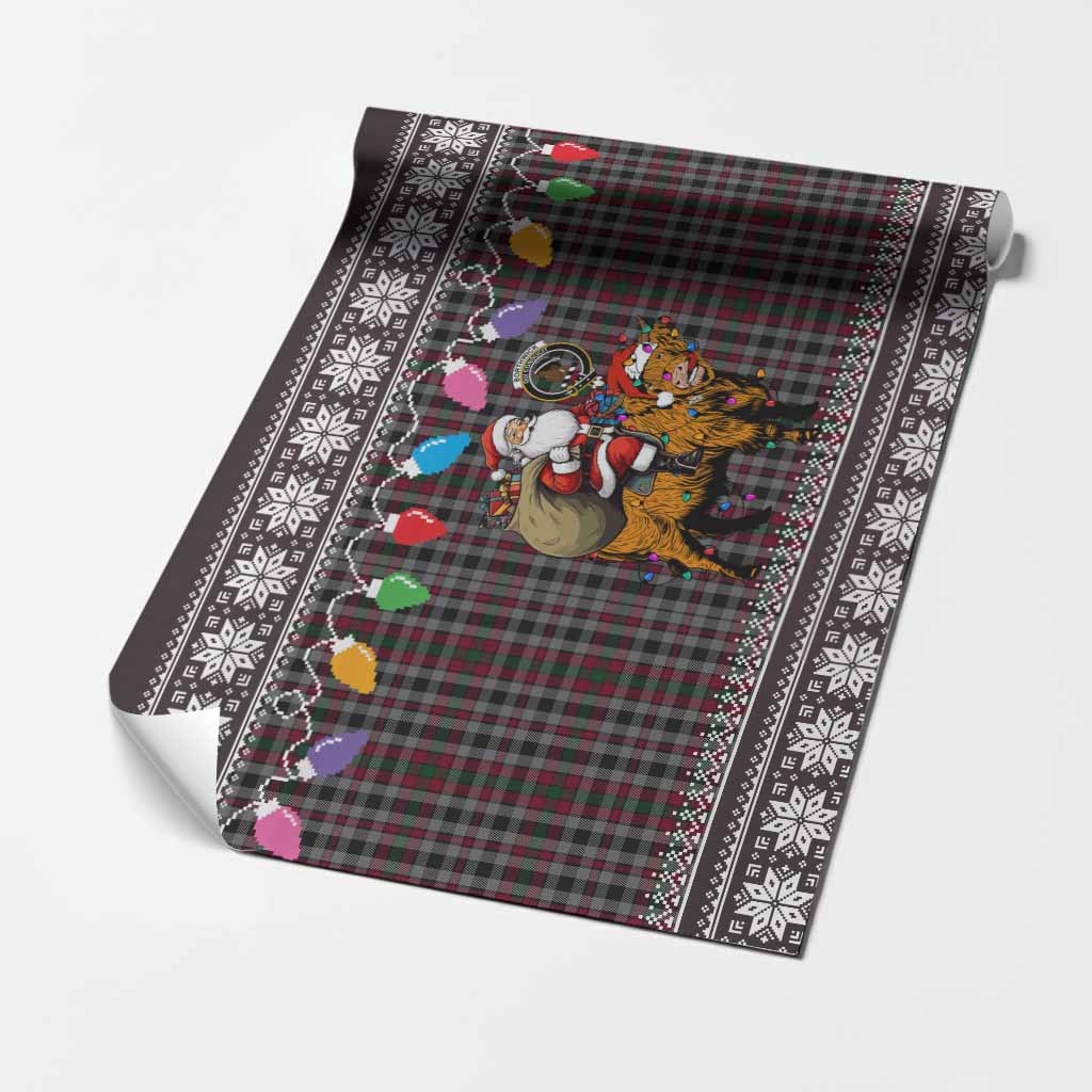 Borthwick Nollaig Chridheil Santa Highland Coo Tartan Wrapping Paper