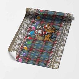 Beaton Nollaig Chridheil Santa Highland Coo Tartan Wrapping Paper