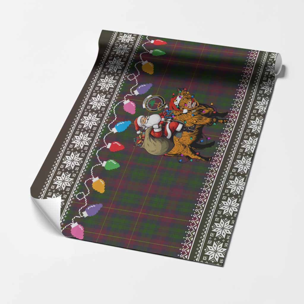 Cairns Nollaig Chridheil Santa Highland Coo Tartan Wrapping Paper