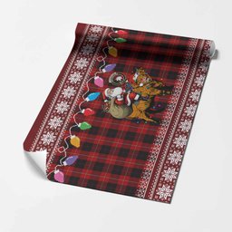 Cunningham Nollaig Chridheil Santa Highland Coo Tartan Wrapping Paper