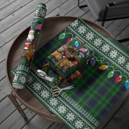 Duncan Nollaig Chridheil Santa Highland Coo Tartan Wrapping Paper