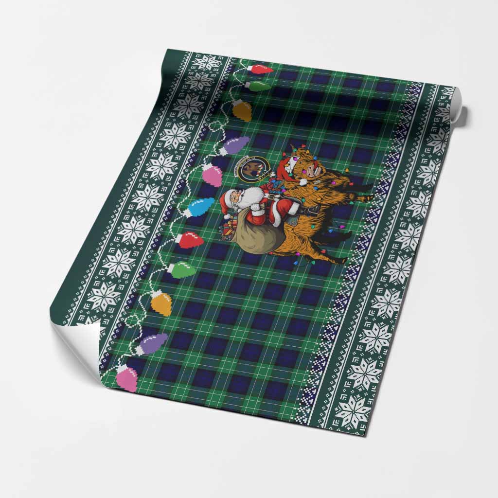 Abercrombie Nollaig Chridheil Santa Highland Coo Tartan Wrapping Paper