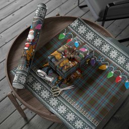 Anderson Nollaig Chridheil Santa Highland Coo Tartan Wrapping Paper