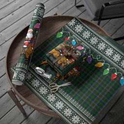 Cockburn Nollaig Chridheil Santa Highland Coo Tartan Wrapping Paper