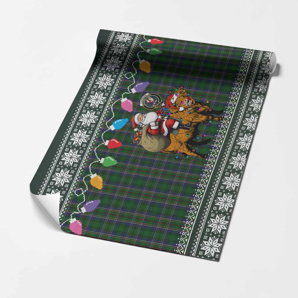 Cockburn Nollaig Chridheil Santa Highland Coo Tartan Wrapping Paper