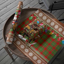 Grierson Nollaig Chridheil Santa Highland Coo Tartan Wrapping Paper
