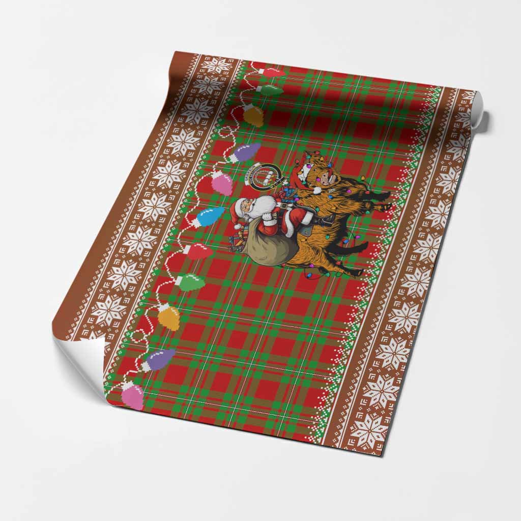 Grierson Nollaig Chridheil Santa Highland Coo Tartan Wrapping Paper