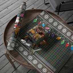 Bisset Nollaig Chridheil Santa Highland Coo Tartan Wrapping Paper