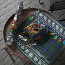 Donnachaidh Nollaig Chridheil Santa Highland Coo Tartan Wrapping Paper