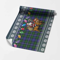 Donnachaidh Nollaig Chridheil Santa Highland Coo Tartan Wrapping Paper