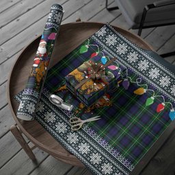 Forbes Nollaig Chridheil Santa Highland Coo Tartan Wrapping Paper