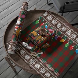 Erskine Nollaig Chridheil Santa Highland Coo Tartan Wrapping Paper