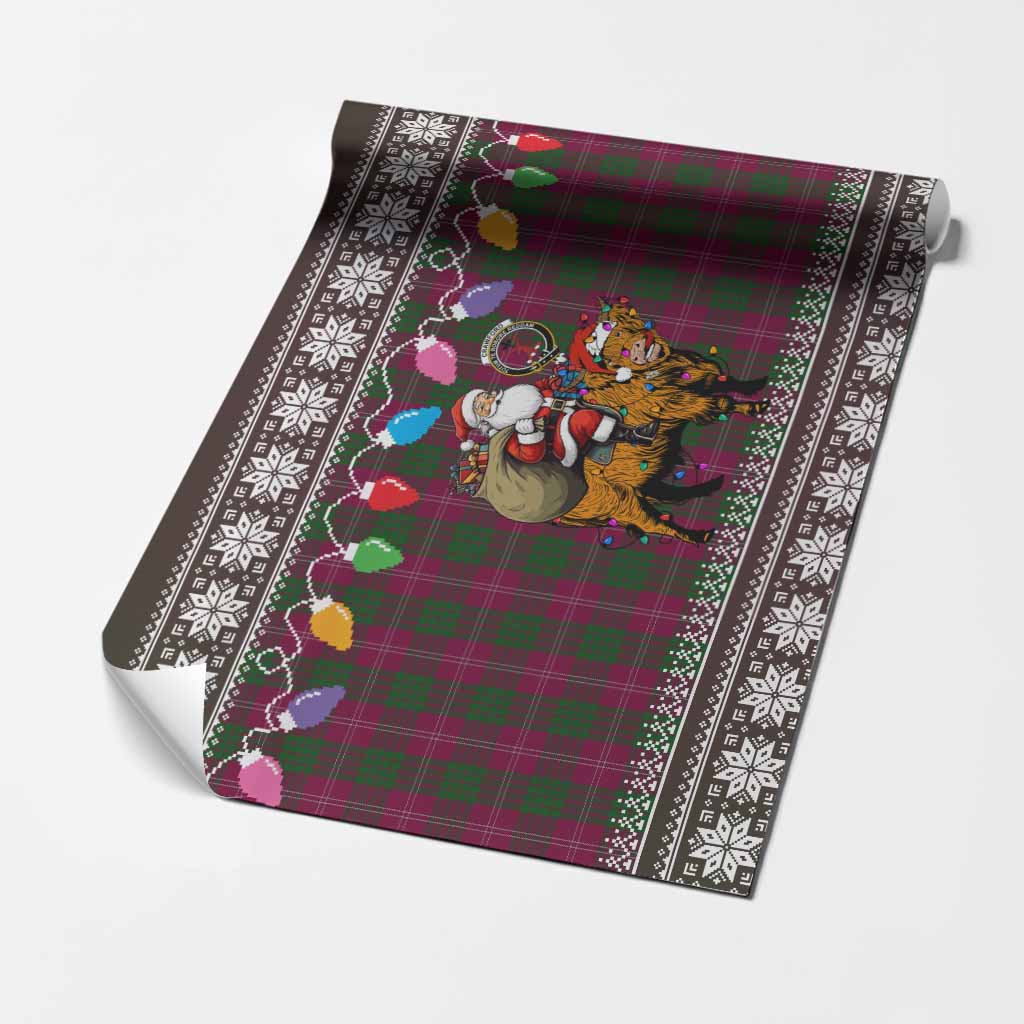 Crawford Nollaig Chridheil Santa Highland Coo Tartan Wrapping Paper