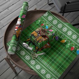 Boyle Nollaig Chridheil Santa Highland Coo Tartan Wrapping Paper