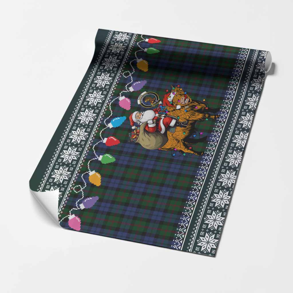 Baird Nollaig Chridheil Santa Highland Coo Tartan Wrapping Paper