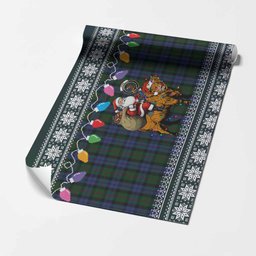 Baird Nollaig Chridheil Santa Highland Coo Tartan Wrapping Paper