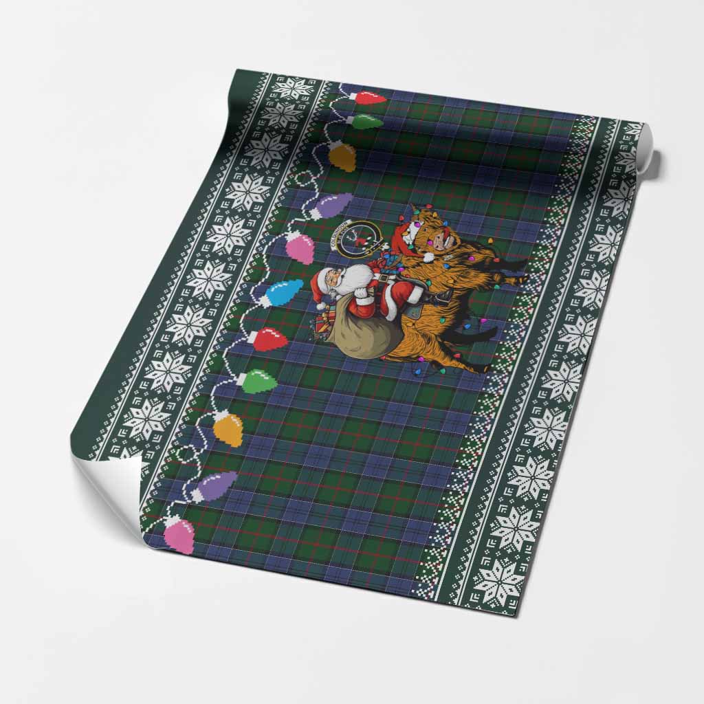Colquhoun Nollaig Chridheil Santa Highland Coo Tartan Wrapping Paper