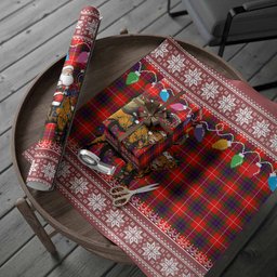 Abernethy Nollaig Chridheil Santa Highland Coo Tartan Wrapping Paper