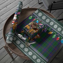 Carmichael Nollaig Chridheil Santa Highland Coo Tartan Wrapping Paper