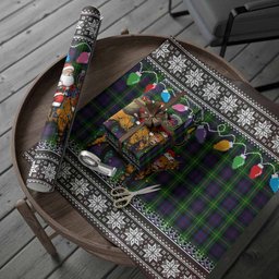 Farquharson Nollaig Chridheil Santa Highland Coo Tartan Wrapping Paper
