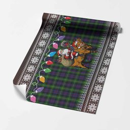 Farquharson Nollaig Chridheil Santa Highland Coo Tartan Wrapping Paper