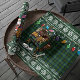 Cranstoun (Cranston) Nollaig Chridheil Santa Highland Coo Tartan Wrapping Paper