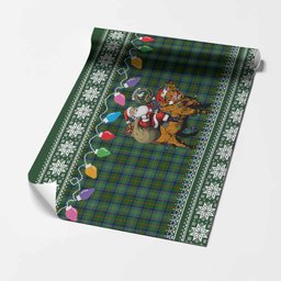 Cranstoun (Cranston) Nollaig Chridheil Santa Highland Coo Tartan Wrapping Paper
