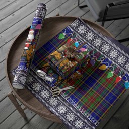 Beattie (Beatty) Nollaig Chridheil Santa Highland Coo Tartan Wrapping Paper