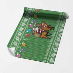 Currie Nollaig Chridheil Santa Highland Coo Tartan Wrapping Paper