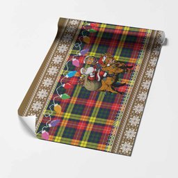 Dewar Nollaig Chridheil Santa Highland Coo Tartan Wrapping Paper