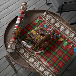 Boyd Nollaig Chridheil Santa Highland Coo Tartan Wrapping Paper
