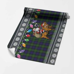 Gunn Nollaig Chridheil Santa Highland Coo Tartan Wrapping Paper