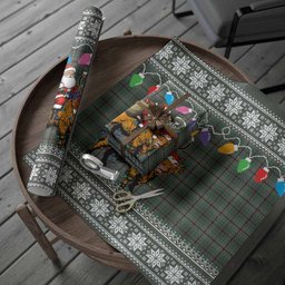 Craig Nollaig Chridheil Santa Highland Coo Tartan Wrapping Paper