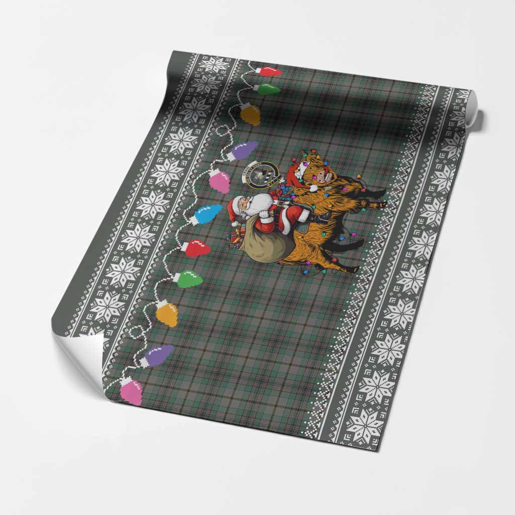 Craig Nollaig Chridheil Santa Highland Coo Tartan Wrapping Paper