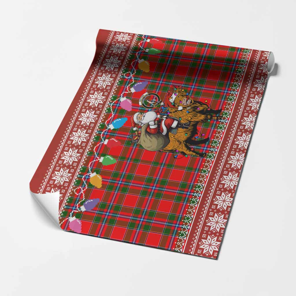 Butter Nollaig Chridheil Santa Highland Coo Tartan Wrapping Paper