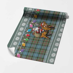 Cathcart Nollaig Chridheil Santa Highland Coo Tartan Wrapping Paper