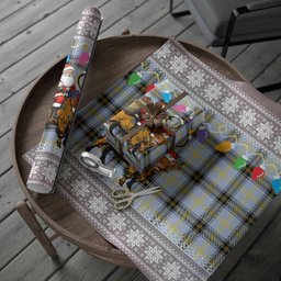 Bell Nollaig Chridheil Santa Highland Coo Tartan Wrapping Paper